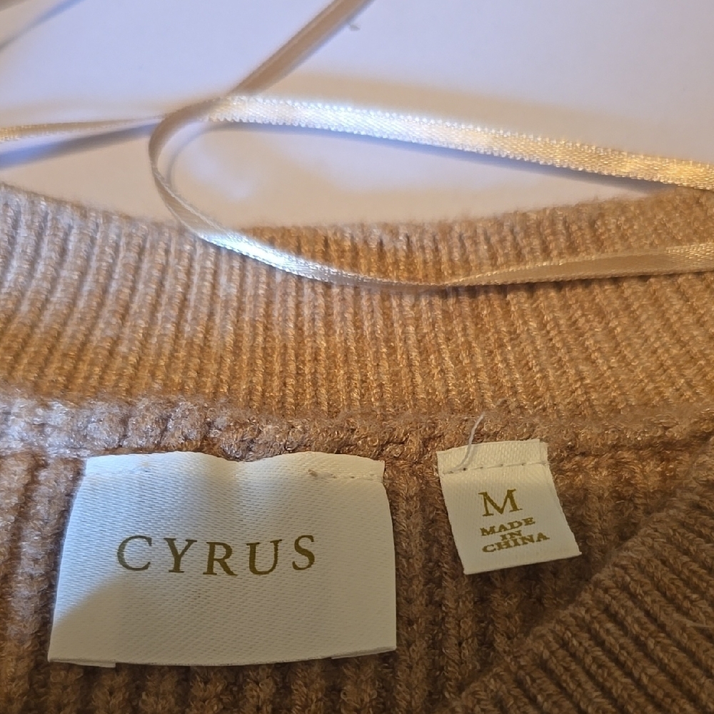 Cyrus Tan Ribbed Crew Neck Sweater - Picture 2 of 3